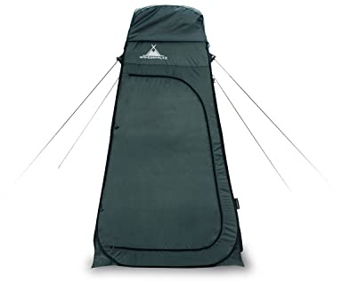 WANDERFALKE® XL Pop Up Duschzelt 210cm hoch, Umkleidezelt, Toilettenzelt, Duschkabine 120x120x210cm für Outdoor, Camping, Angeln, Strand, inkl. Tragetasche (Piniengrün)