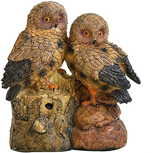 Gartenskulptur fur Auen Eulen Paar Auf Baumstumpf Garten Statue - Harz Vogelfiguren Patio Rasen Tierskulptur Indoor Outdoor Decorations, 5,51-Zoll Höhe