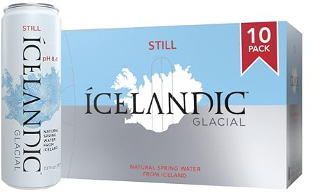 Icelandic Glacial Natural Spring Alkaline Water, 330 ml Cans, 10 Count