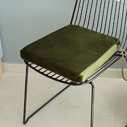 GREATOYAR Cojin para Silla y Asiento, Cojín Decorativo con Correas de Sujeción, Cojin Cuadrado, Decoración de Jardín Casa Terraza,Fabricado en España,38x38x5cm, 4 Unidades,Terciopelo,Verde Oliva