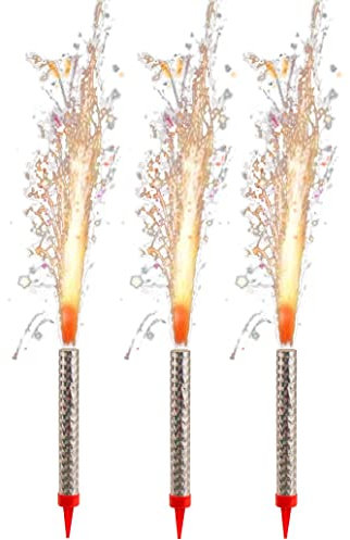 Set 3 Candele Fontana 12cm per feste compleanno decorazione torta (Argento)