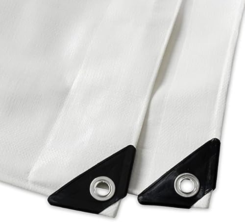 etm Telone in Tessuto 8 x 14 m, 240 g/m², Bianco, per Esterni, Giardino, rimorchi, ECC. - Telone di Protezione con Occhielli, Resistente alle intemperie, ai Raggi UV e Impermeabile