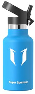 Sparrow Insulated Water Bottle Kids 350ml - FlipFlow Metal Water Bottles with Straw Lid - BPA Free - Leakproof Stainless Steel Flask for Sport, School, Outdoor, Travel