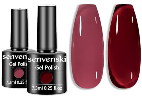 Senvenski Jelly Gel Nagellack Maroon Rot Cerise Rein Transparent Kristall Glitzer UV LED Gift Set Kit Nagellack Kinder Mädchen (CS2-009)