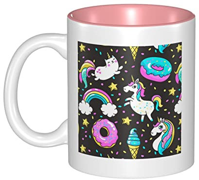 YUNKOU Unicorn Rainbow Star Coffee Mugs 11 oz Ceramic Tea Mug Microwavable Insulated Coffee Cups with Handle Beverage Glasses Heat Resistant