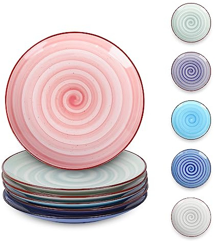 Selamica Keramik Dessertteller, Kleine Teller Set 6 personen, 15,2 cm Kuchenteller, Pastateller für Küche, Speiseteller für Kuchen, Snacks, Beilagen, Mikrowellengeeignet, Spülmaschinenfest