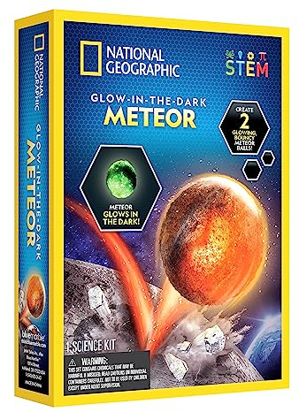 National Geographic Leuchtet im Dunkeln, Meteor-Hüpfbälle für Kinder – spannendes Weltraumball-Bastel-Set schafft 2 Springbälle für Kinderspielzeug, STEM Pädagogische Wissenschafts-Kits