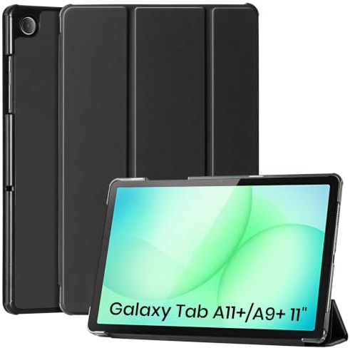 CoBak Hülle für Samsung Galaxy Tab A11 (2025) / A9 2023 (SM-X110/X115) 8,7 Zoll, Neues PU-Leder Dreifachklapp Ständer Schutzhülle mit Auto Schlaf/Wach Funktionn (Schwarz)