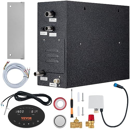 VEVOR Steam Shower Generator, 10.5 kW, Segmented Heating System with Temperature Customization & 24h Timer, Automatic Drainage Luxury Steam Bath Kit for Home
