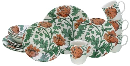 CreaTable, 16887, Serie Florentina, 16-teiliges Geschirrset, Kombiservice aus Steingut, spülmaschinen- und mikrowellengeeignet, Qualitätsproduktion