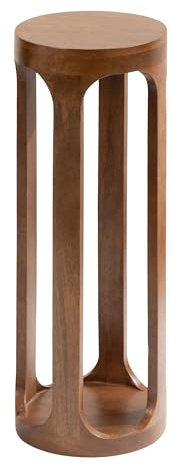 Kate and Laurel Dahl Wooden Round Drink Table, 8 x 23, Walnut Brown, Mid-Century Modern Circle Wood Accent Pedestal Table for Living Room Plant Stand or Small Bedroom Nightstand