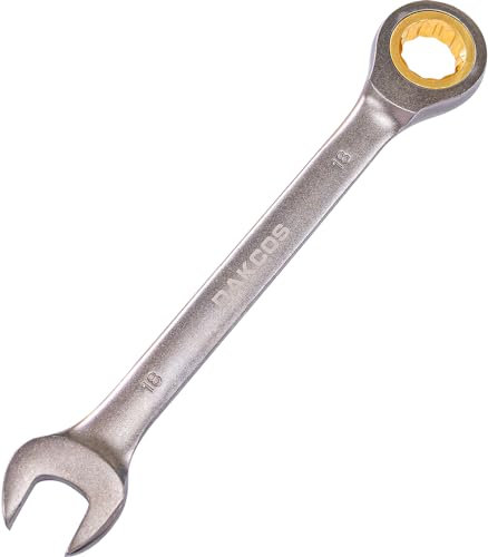 DAKCOS Fixed Head Ratchet Spanner 18mm Ratcheting Combination Wrench Chrome Vanadium Steel