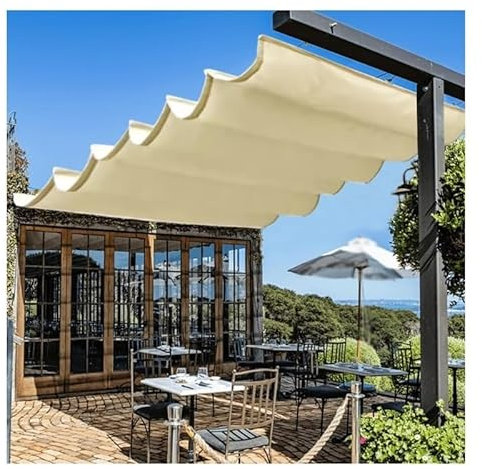 Bausätze Für Terrassenüberdachungen, Wasserdicht Einziehbare Sonnensegel-Abdeckung, Pergola-Ersatz Schiebedraht Welle Markise Für Außenterrasse Veranda Regenfest (Farbe : Nicht-gerade Weiss, Größe :