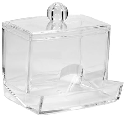 SEIWEI 1 styck transparent bomullspinne dispenser, Q-Tip-förvaringshållare, akrylarrangör med lock för sminkkuddar, små kosmetika, verktyg