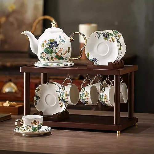XaEjNzwDT Tetera marroqui teteras para te Juego de te Juego de té de cerámica Chino para el té de la Tarde, Juego de té con Posavasos(Color:C,Size:)