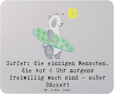 Mr. & Mrs. Panda Mauspad Surfen Frühaufsteher - Geschenk, Wellen, Designer Mauspad, Indoor-Sport, Schwimmen, Arbeitszimmer, Outdoor-Sportarten,