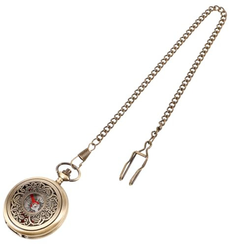 SEWACC Taschenuhr Kompass Boot Kompass Kette Auto Navigation Wandern einzigartiger tragbarer Wander Mini- Zinklegierung Brown