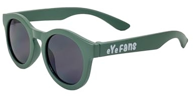 eYeFANS AUBREY Cute Round Kids Sunglasses Boys Girls Toddlers, Retro Sport Bendable UV400 TPEE Frame BPA-free, 2 Sizes Age 1-3, Celadon Green-S