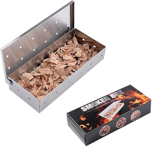 Scatola affumicatrice per barbecue a gas, affumicatore a gas, barbecue a carbonella e a gas, in acciaio inox, per affumicatore