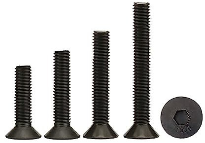 Cilky Metallschrauben M1,6 M2 M3 M4 M5 Sechskant-Innensechskant-Flachsenkkopf-Inbusschraube, Schwarze Schraube aus Kohlenstoffstahl der Güteklasse 10,9, 4–20 mm(M2*4-100pcs)