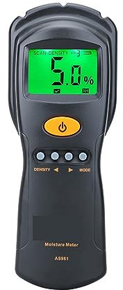 Feuchtigkeitsmesser, Feuchtigkeitsdetektor, Digitale Holz Feuchtigkeit Meter Karton Holz Hygrometer Feuchtigkeit Tester Sperrholz Holz LCD Hintergrundbeleuchtung Damp Detector AS981 für Gartenarbeit,