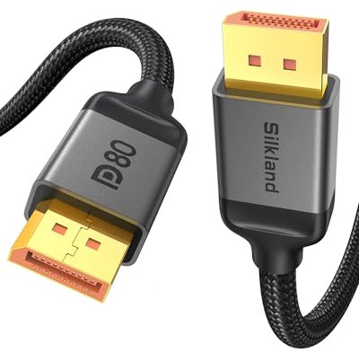 Silkland Cavo DisplayPort 2.1 80Gbps 3M DP80, [8K@240Hz, 4K@540Hz 360Hz 240Hz 16K@60Hz] Cavo DP2.1 Compatibile con FreeSync&G-Sync, UBHR20, HDR, DSC, Monitor Gaming, 5090, 7900XTX