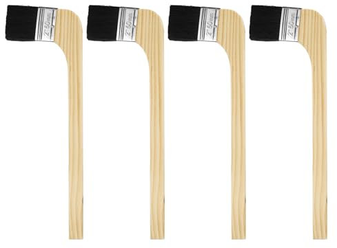 sourcing map Paint Brush 4Pcs 2 Brush Width Reusable Variety Angled Bend Brushes Radiator Paint for All Latex Oil Painting Furniture Walls Treatment, Black