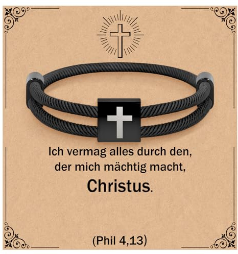 Focxoio Kreuz Armband für Jungs Teen, Männer Christliche Glaube Armband Schmuck, Inspirierende Armbänder Ostern Konfirmation Taufe Erstkommunion Geburtstag Geschenke für Kinder Sohn Enkel