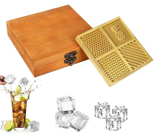 Sellos de hielo para cócteles, bandeja de sellos de hielo - Molde de glloque de hielo moderno,Plato único de estampado de bloques de hielo para cócteles de whisky accesorios modernos de camarero