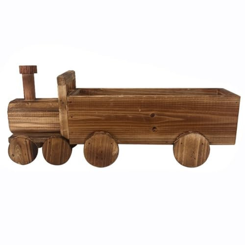 Bemvp Fiori in Legno con Treno Fioriera Giardino Creativa Supporto per Piante Interno per Esposizione Viole del Pensiero Calendule Begonie Succulente