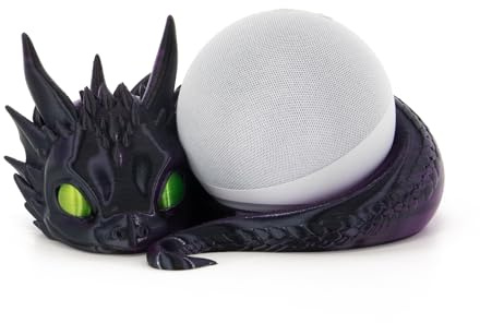 Costume Wizard Dragon Stand for Echo & Dot 4th/5th Gen, 3D Printed Dragon Desktop Speakers for Echo & Dot 5th/4th Gen, Made in USA (Dark Purple)