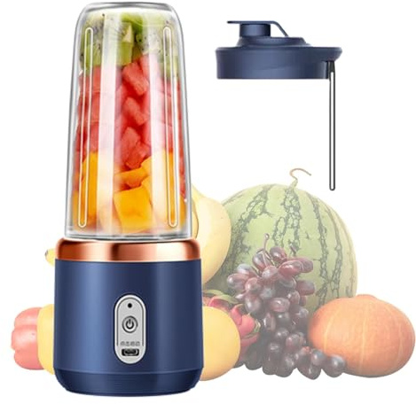 Blender Portable, Mélangeur Personnel Avec Couvercles Étanches, Presse-agrumes Electrique Avec 6 Lames Pour Maison Bureaux Gym Voyage, Machine À Smoothies Milkshake À Jus De Fruits, Rechargeables USB
