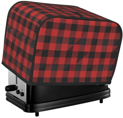 Red Black Plaid Print Toaster Cover 2 Slice - Toaster Oven Covers with Pockets for Kitchen Small Appliance Cover and Fingerprint Protection, Machine Washable