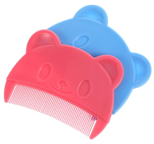 FRCOLOR 2pcs Baby Hair Combs Cute Bear Shaped Fine Tooth Combs for Newborns and Toddlers Cradle Cap Removal Hair Grooming Kit Blue and Pink