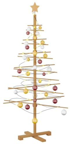 vidaXL Holz Weihnachtsbaum mit Ständer Braun 150 cm Bambus, Wohnzimmer, Moderne Feiertagsdeko, saisonale Accesoires, minimalistischer Christbaum, umweltfreundlicher Weihnachtsmittelpunkt