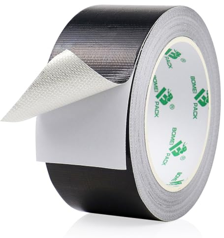 BOMEI PACK Ruban Adhésif Aluminium renforcé,noir 50mm x 20m Bande d'étanchéité Étanche Feuille, ruban d'aluminium de réparation, Ruban adhesif haute temperature pour la réparation, l'isolation