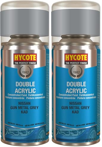 Hycote Compatible with Nissan - Double Acrylic Aerosol Spray Paint, Gun Metal, 150 ml (Pack of 2)
