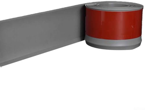 Vidonergy Battiscopa in PVC morbido, 4 m x 8 cm, impermeabile, design con bordo a L, per una facile installazione e rimozione della casa, per la protezione della casa e del pavimento, scuro (grigio)