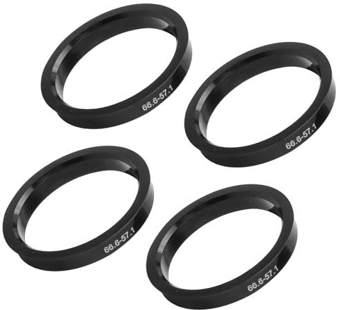 GZRXIOUS 4PCS Bagues Centrage 66.6 à 57.1mm, Anneaux de Centrage Jante Auto Plastique Noir, Réduction Vibrations, Universel Jantes Aluminium Acier, Montage Facile sans Outil, Centrage Précis Durable
