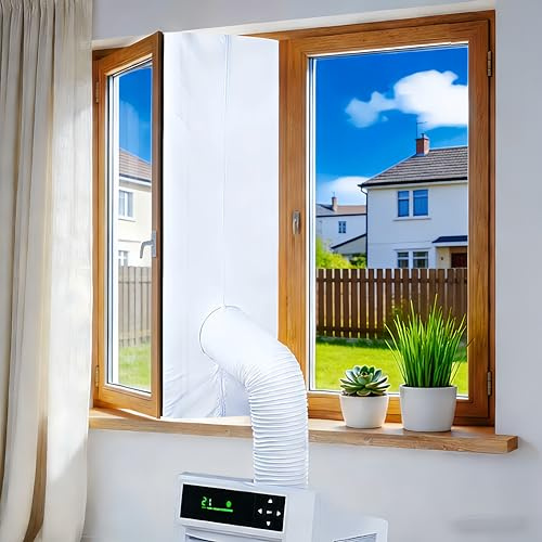 HTLY SPR 300CM Kit de Calfeutrage pour Climatiseur Mobile | Joint de Fenêtre Universel avec Fermeture Éclair, Tissu Hot Air Stop, Isolant Anti-Fuite d’Air Froid, Installation Facile