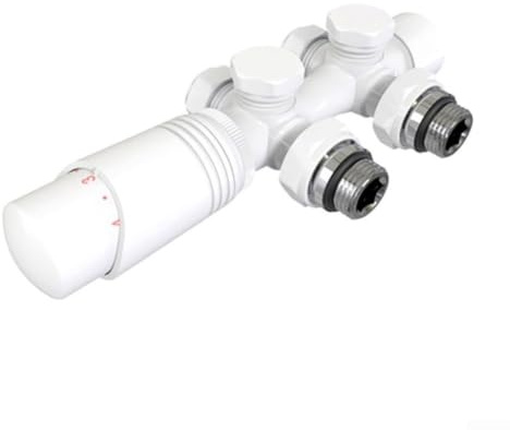 Vanne de radiateur thermostatique avec filetage 1,27 cm et capteur de liquide pour radiateur de salle de bain et sèche-serviettes (blanc)
