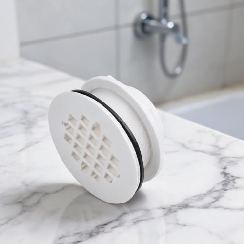 Siphon de douche avec maille en acier inoxydable pour bases en fibre de verre acrylique – Trou de rechange à haute évacuation de 90 mm, norme britannique (noir)