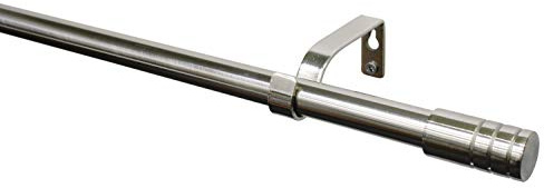 Gardinia Gardinenstangen Set 1-Lauf Zylinder Ø 16/19 mm Edelstahl-Optik 120-210 cm, Metall