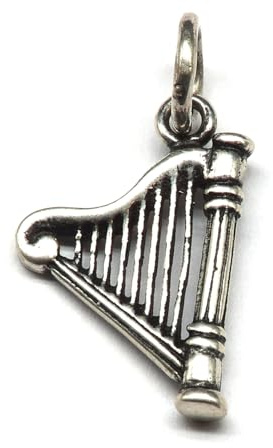 Harpe Argent 925 Pendentif, bijoux collier pendentif longueur avec œillet : 2,5 cm