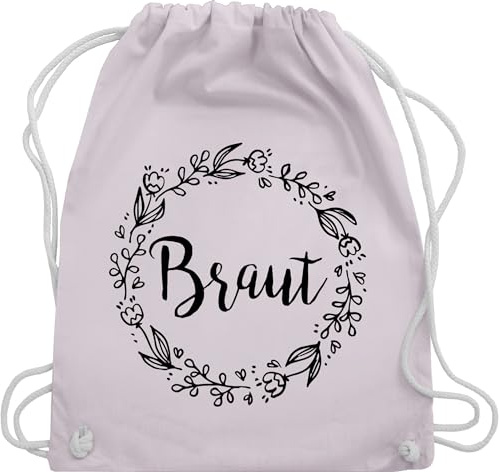Turnbeutel Rucksack - JGA Junggesellenabschied Frauen - Braut Blumenkranz schwarz - Unisize - Pastell Rosa - utensilien junggesellinnenabschied brauttaschen bachelorette party bräute juterucksack
