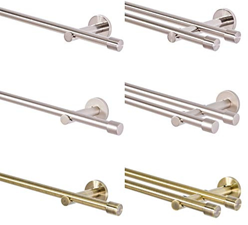 MDEKOR Gardinenstange 200 cm lang 1 läufig Gardinenstangenset aus Metall Silber Matt Gardinenstangen Wandbefestigung