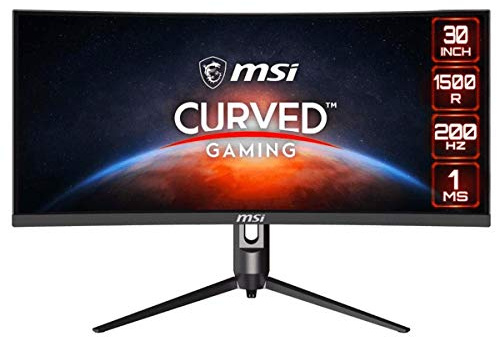 MSI Full HD Non-Glare 1ms 2560 x 1080 Ultra Wide 200Hz Refresh Rate HDR Ready USB/DP/HDMI Smart Headset Hanger FreeSync 30”Gaming Curved Monitor (Optix MAG301CR) - Black