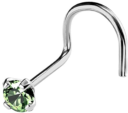 Jewelry Avalanche 22G Solid 14Kt Gold Nose Screw Stud with Prong Set real Alexandrite Gemstone, 14kt Yellow Gold or 14kt White Gold - June Birthstone Nose Ring-NSWG_ALX-2.5MM