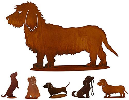 Gartenfigur Rost auf festem Stand – Hochwertig & Wetterfest - Metall Tierfigur - Edelrost Dekofigur/Tier Figur – Gartendeko/Dekoration (Dackel III - Höhe 42cm)