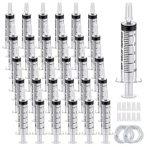 30 Stück Kunststoff Spritze 5ml, Messspritze Einwegspritze für Wissenschaftlich Labore, Futterspritze, Marinierspritze und Absaugspritze (30, 5ml)